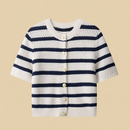 La Spezia Gestreept Knitvest Crème Dames | Mio Voir