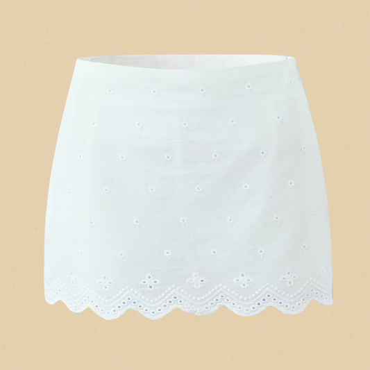 Sorrento Broderie Rok Wit Dames | Mio Voir