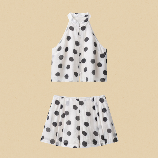 Napoli Polkadot Set Zwart-Wit Dames | Mio Voir