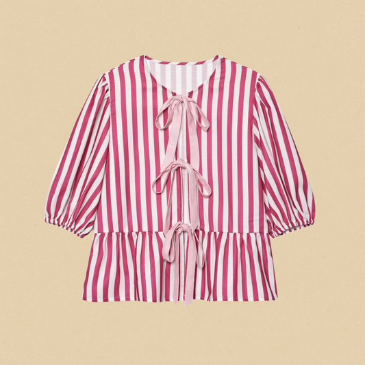 Capri Roze Gestreepte Blouse Dames | Mio Voir