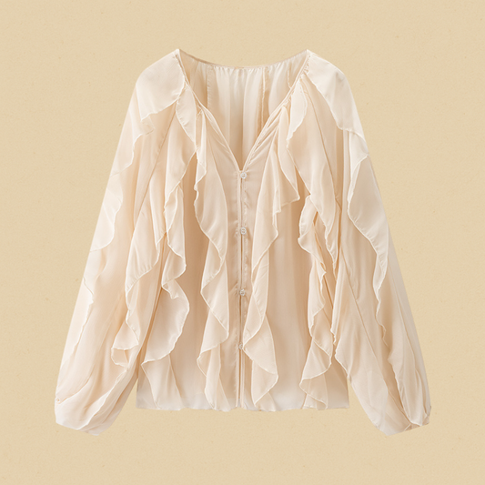 Sorrento Chiffon Volant Blouse Dames | Mio Voir