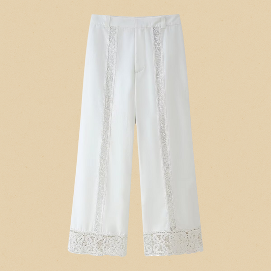 Ravello Crèmekleurige Kantbroek Dames | Mio Voir